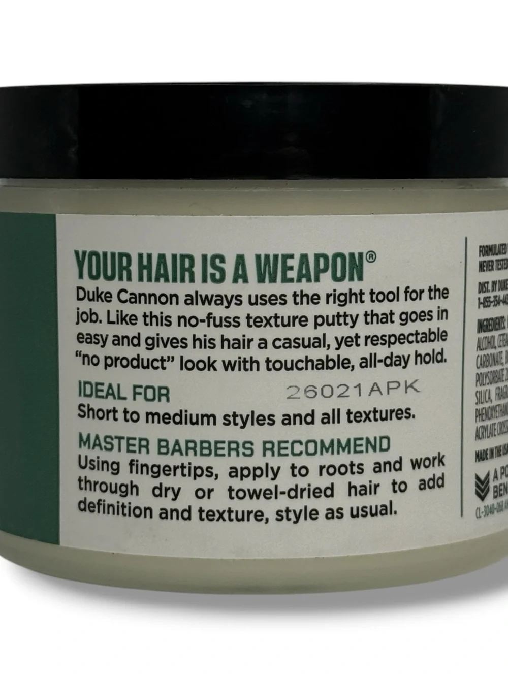 Duke Cannon Dry Hold Texture Putty 4.6oz Medium Hold‎ Matte Finish Water Based